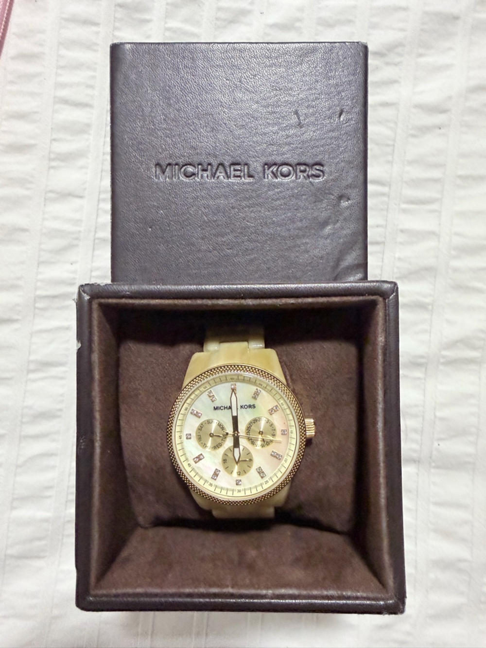 Michael Kors Gold and Ivory Ladies Chronograph Watch